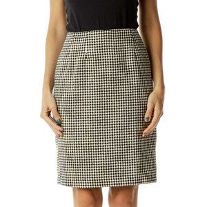 Carlisle Beige Black Houndstooth Pencil Skirt